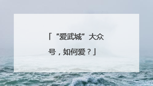 “爱武城”大众号，如何爱？