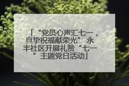 “党员心声汇七一，真挚祝福献荣光” 永丰社区开展礼赞“七一”主题党日活动