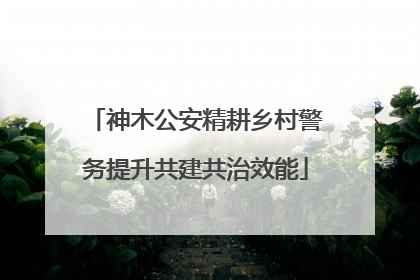 神木公安精耕乡村警务提升共建共治效能