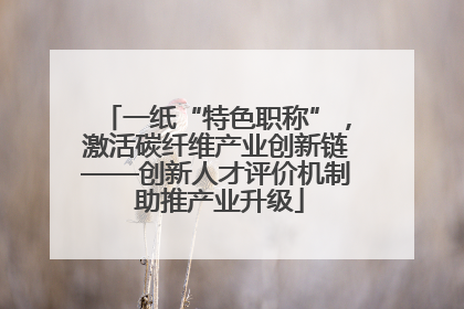 一纸“特色职称”，激活碳纤维产业创新链——创新人才评价机制 助推产业升级
