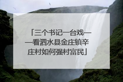 三个书记一台戏——看泗水县金庄镇辛庄村如何强村富民