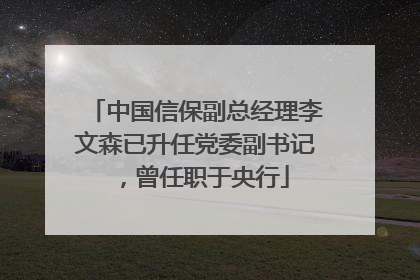中国信保副总经理李文森已升任党委副书记，曾任职于央行