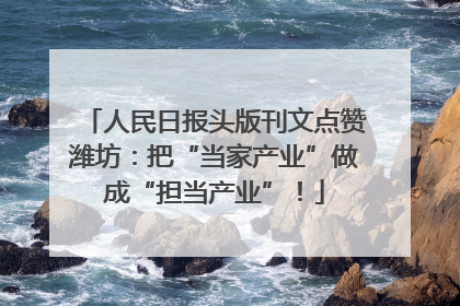 人民日报头版刊文点赞潍坊：把“当家产业”做成“担当产业”！
