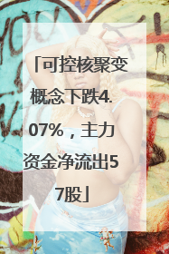 可控核聚变概念下跌4.07%，主力资金净流出57股
