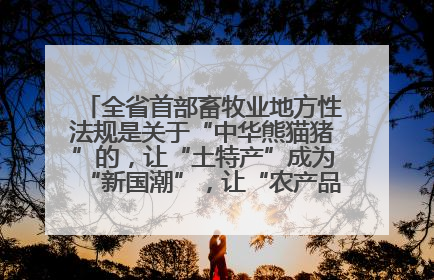 全省首部畜牧业地方性法规是关于“中华熊猫猪”的，让“土特产”成为“新国潮”，让“农产品”升格为“城市IP”