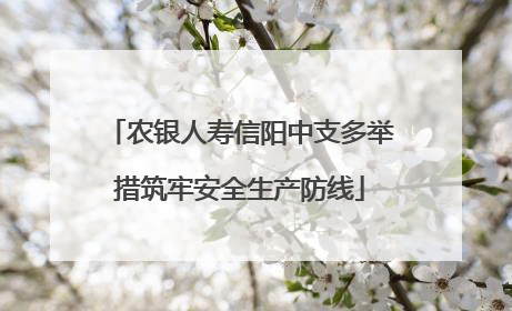 农银人寿信阳中支多举措筑牢安全生产防线