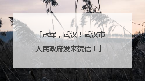 冠军，武汉！武汉市人民政府发来贺信！