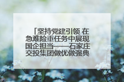 坚持党建引领 在急难险重任务中展现国企担当——石家庄交投集团做优做强典型报道之一