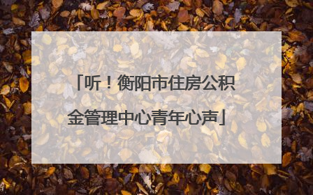 听！衡阳市住房公积金管理中心青年心声