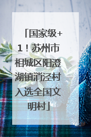 国家级+1！苏州市相城区阳澄湖镇消泾村入选全国文明村