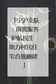 宁沪支队：前置服务护航民生 助力村民住宅合规翻建