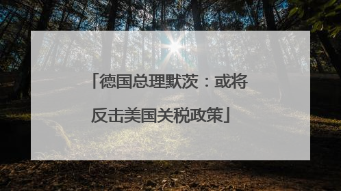 德国总理默茨：或将反击美国关税政策