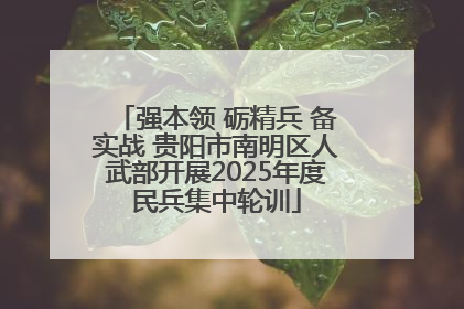 强本领 砺精兵 备实战 贵阳市南明区人武部开展2025年度民兵集中轮训