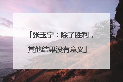 张玉宁：除了胜利，其他结果没有意义