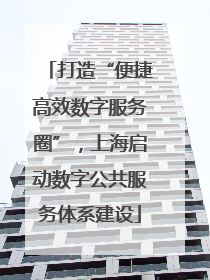 打造“便捷高效数字服务圈”，上海启动数字公共服务体系建设