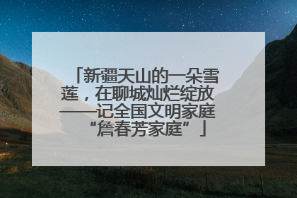 新疆天山的一朵雪莲，在聊城灿烂绽放——记全国文明家庭“詹春芳家庭”