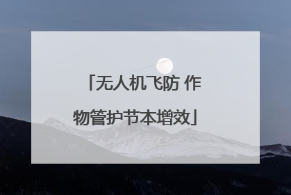 无人机飞防 作物管护节本增效