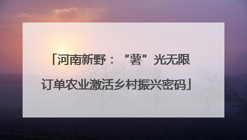 河南新野：“薯”光无限 订单农业激活乡村振兴密码