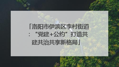 洛阳市伊滨区李村街道：“党建+公约”打造共建共治共享新格局
