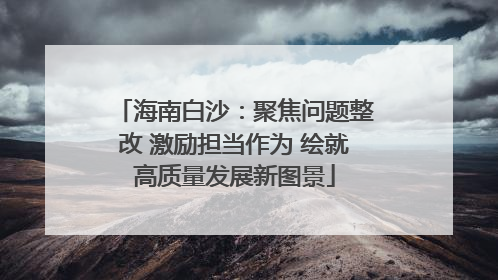 海南白沙：聚焦问题整改 激励担当作为 绘就高质量发展新图景