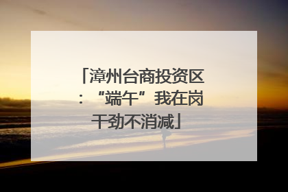 漳州台商投资区：“端午”我在岗 干劲不消减