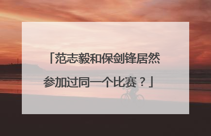 范志毅和保剑锋居然参加过同一个比赛？