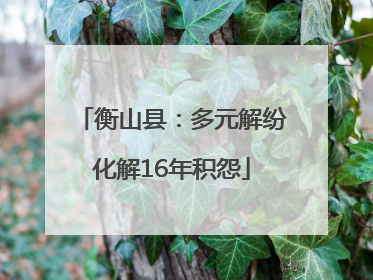 衡山县：多元解纷化解16年积怨