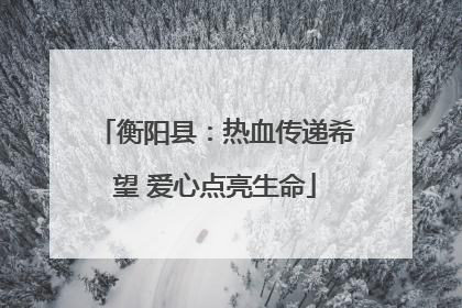 衡阳县：热血传递希望 爱心点亮生命
