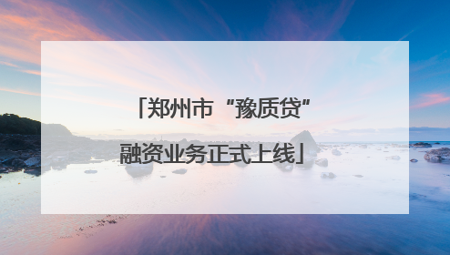 郑州市“豫质贷”融资业务正式上线