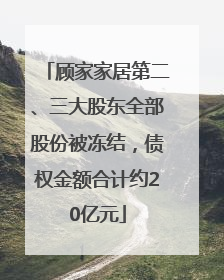 顾家家居第二、三大股东全部股份被冻结，债权金额合计约20亿元