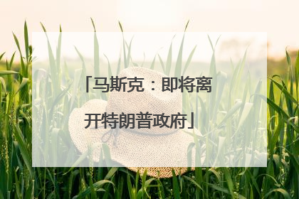 马斯克：即将离开特朗普政府