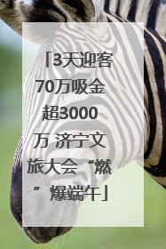 3天迎客70万吸金超3000万 济宁文旅大会“燃”爆端午